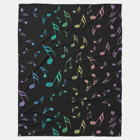 Colorful Music Notes Fleece Blanket