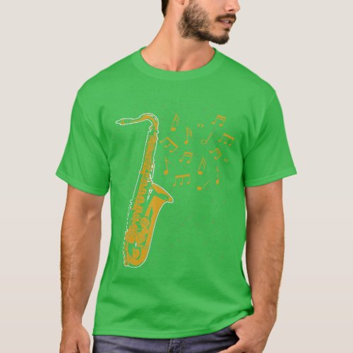 Colorful Music Notes Jazz Music Saxophone  T_Shirt