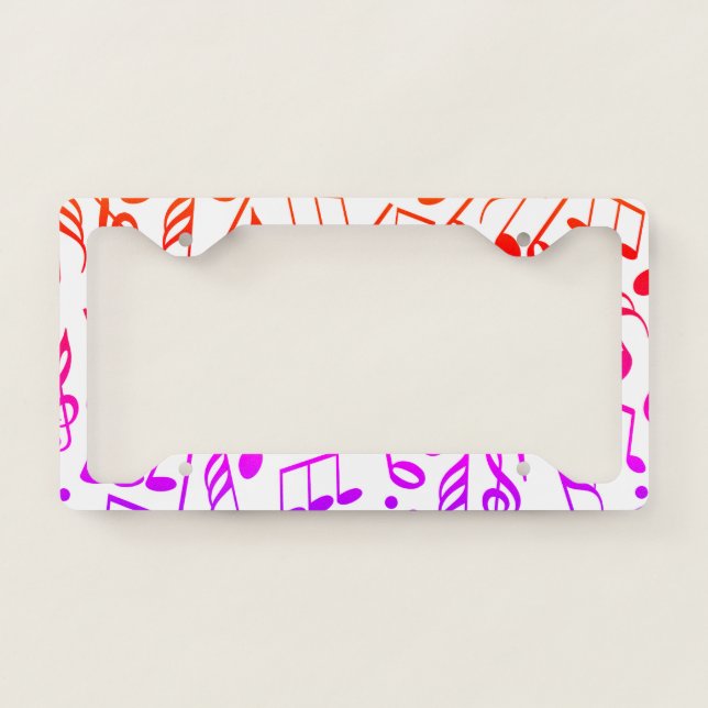 Colorful Music Notes Licence Plate Frame (Front)