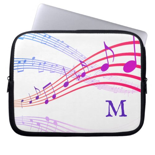 Colorful MUSIC NOTES Monogram Laptop Sleeve