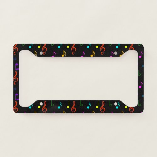 Colorful Music Notes Musician Musical Note Art License Plate Frame