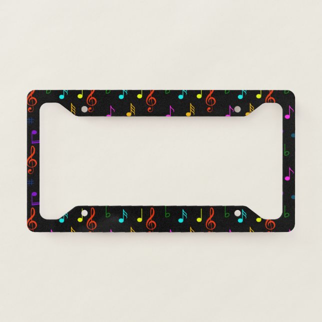 Colorful Music Notes Musician Musical Note Art License Plate Frame (Front)