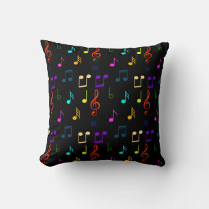 Colorful Music Notes Musician Musical Note Art Throw Pillow