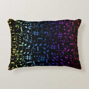 Colorful Music Notes Musicians Music Lovers Accent Pillow