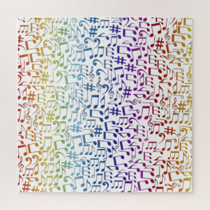 Colorful Music Notes Musicians Music Lovers Jigsaw Puzzle