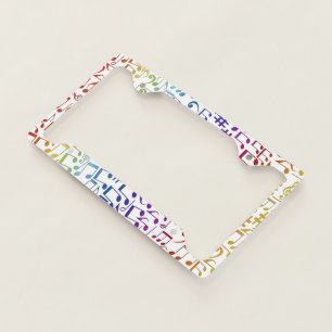 Colorful Music Notes Musicians Music Lovers  License Plate Frame