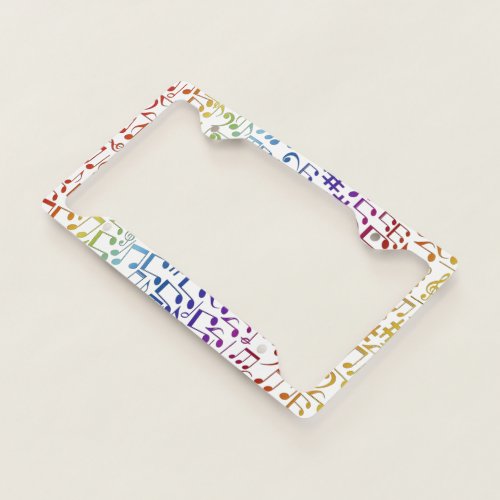 Colorful Music Notes Musicians Music Lovers License Plate Frame