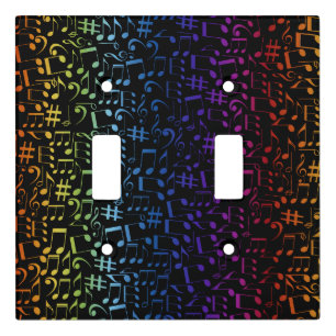 Colorful Music Notes Musicians Music Lovers Light Switch Cover