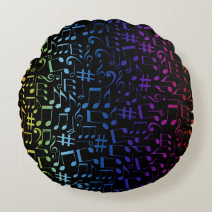 Colorful Music Notes Musicians Music Lovers Round Pillow