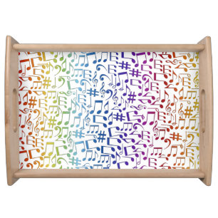 Colorful Music Notes Musicians Music Lovers Serving Tray