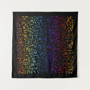 Colorful Music Notes Musicians Music Lovers Tapestry