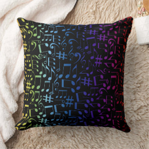 Colorful Music Notes Musicians Music Lovers Throw Pillow
