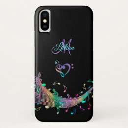 Colorful Music Notes n Clef Heart Monogram iPhone X Case