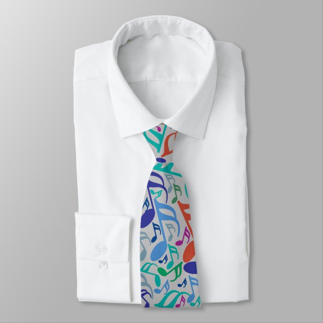 Colorful Music Notes Neck Tie (Tied)