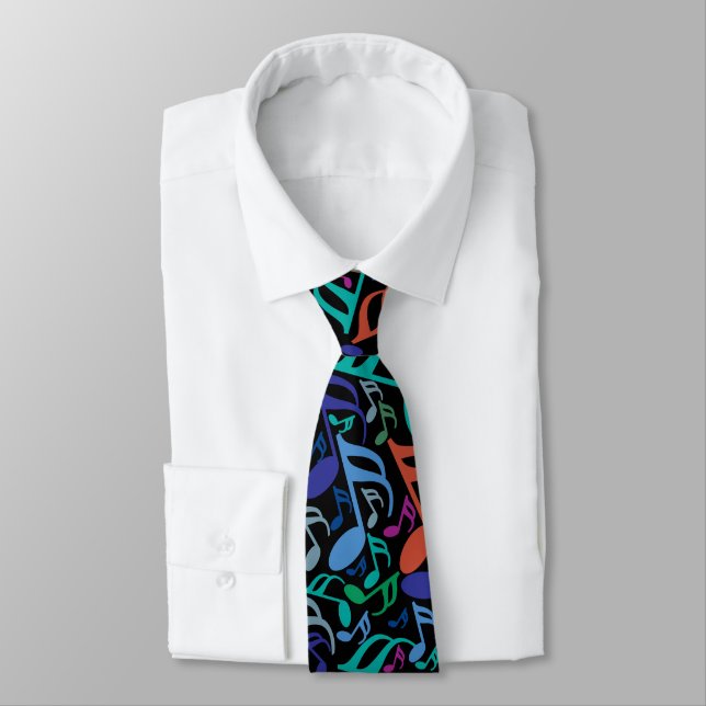 Colorful Music Notes Neck Tie (Tied)