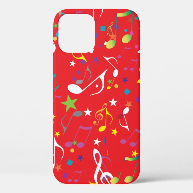 Colorful Music Notes on RED Case-Mate iPhone Case (Back)