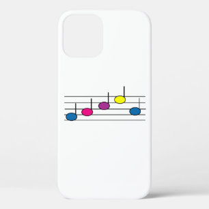 Colorful Music Notes on Staff Pattern iPhone 12 Case