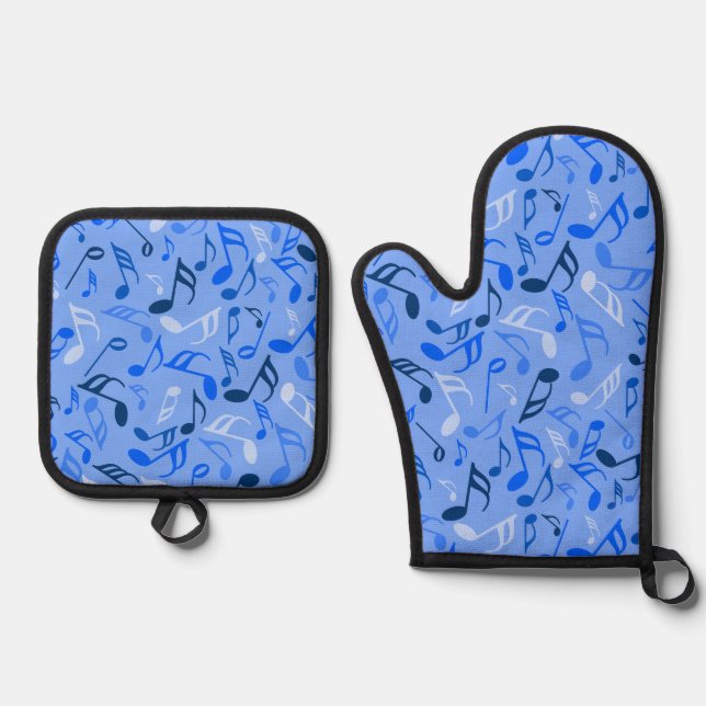 Colorful Music Notes Oven Mitt & Pot Holder Set (Front)