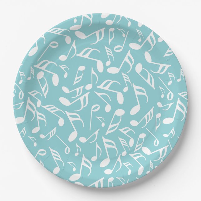 Colorful Music Notes  Paper Plates (Front)