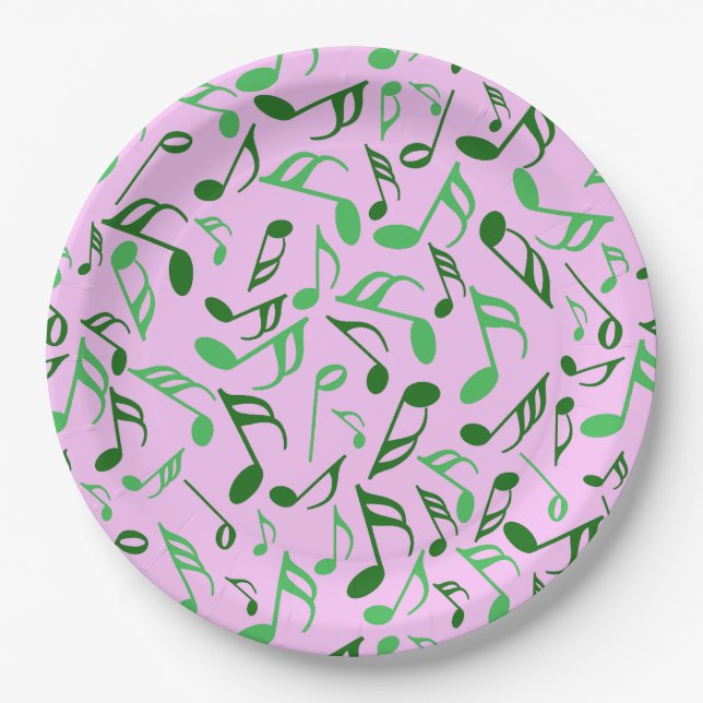 Colorful Music Notes  Paper Plates (Front)