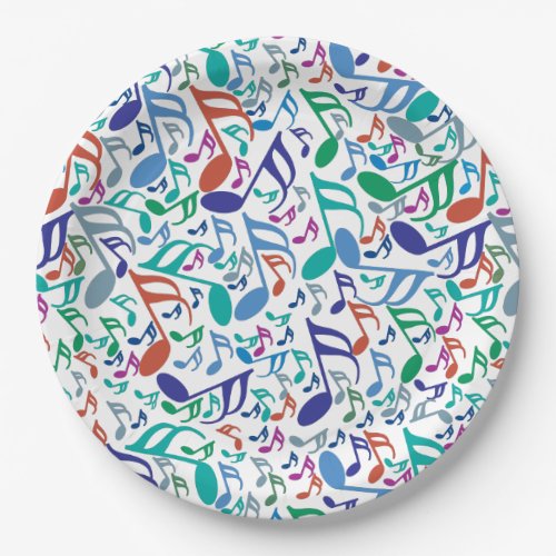 Colorful Music Notes Paper Plates