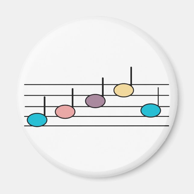 Colorful Music Notes Pastel Pattern Magnet (Front)