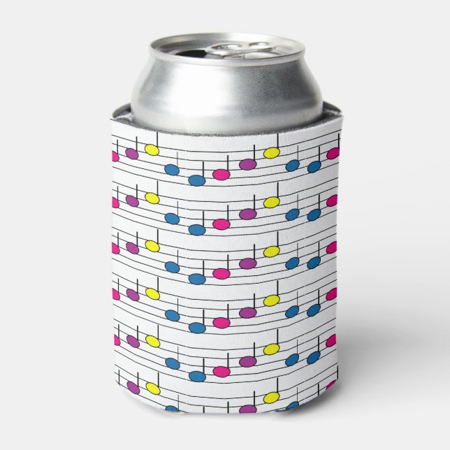 Colorful Music Notes Pattern – Bright Modern Music Can Cooler (Can Front)