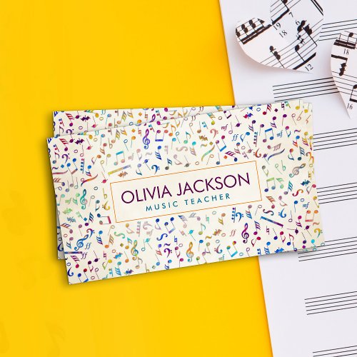 Colorful Music Notes pattern  Business Card