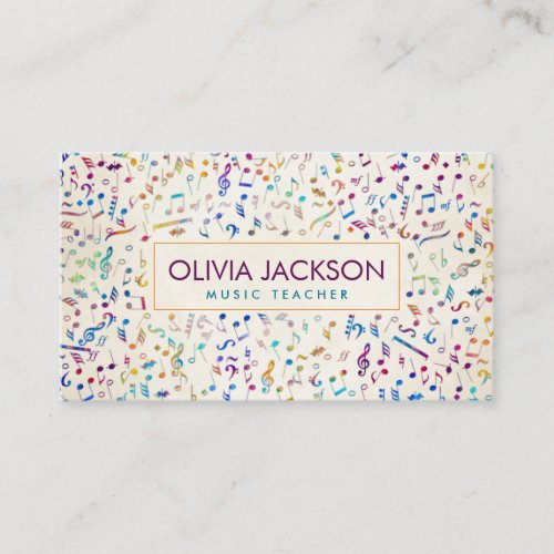 Colorful Music Notes pattern  Business Card