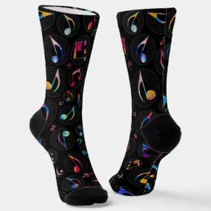 Colorful Music Notes Pattern Socks