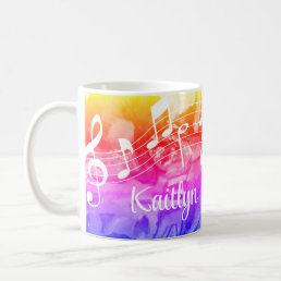 Colorful Music Notes Personalized Coffee Mug