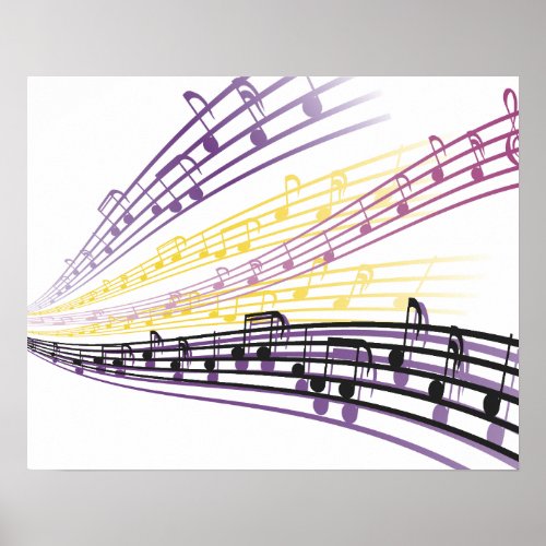 colorful music notes poster