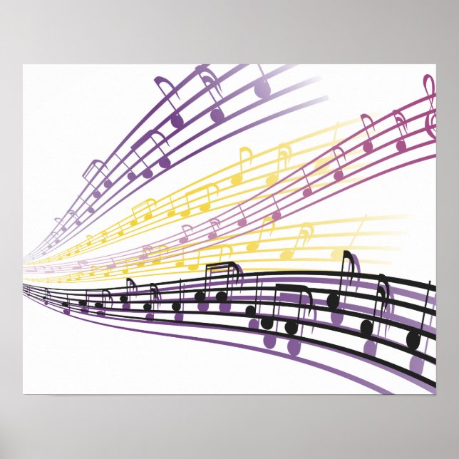 colorful music notes poster (Front)