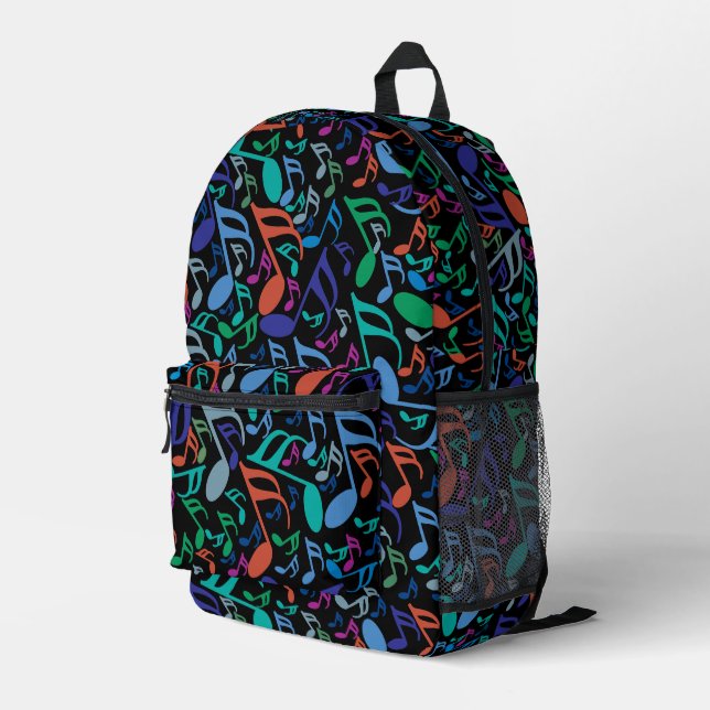Colorful Music Notes  Printed Backpack (Back Corner Right)