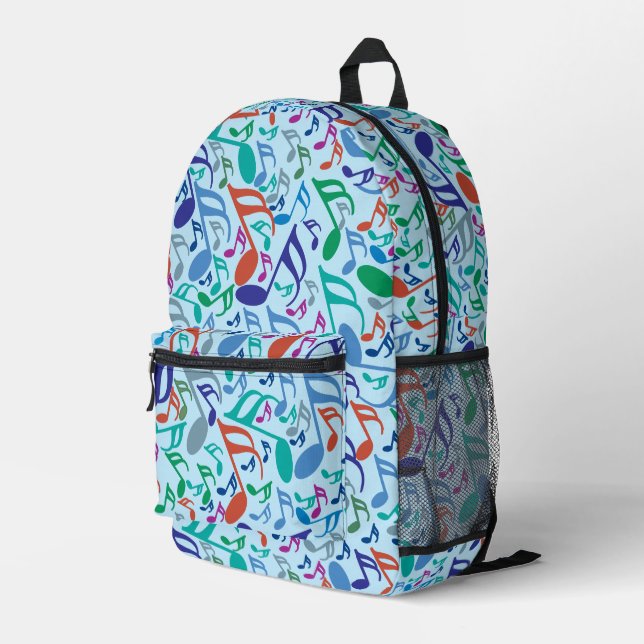 Colorful Music Notes Printed Backpack (Back Corner Right)