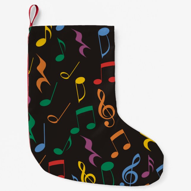 Colorful Music Notes Small Christmas Stocking (Front)