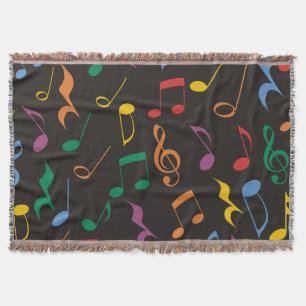 Colorful Music Notes Throw Blanket