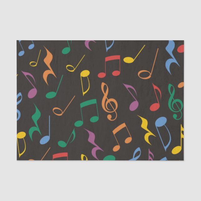 Colorful Music Notes Tissue Paper (Front)