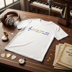 Colorful Music Notes Treble Clef Musician T-Shirt