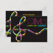 Colorful Music Notes Treble String Artist Art Song Business Card (Front/Back)