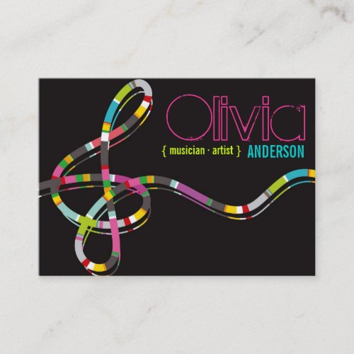 Colorful Music Notes Treble String Artist Art Song Business Card Template