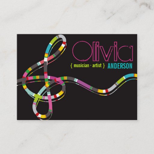 Customizable Colorful Music Notes Treble String Artist Art Song Business Card Template