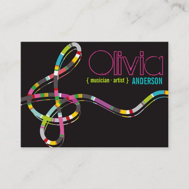 Colorful Music Notes Treble String Artist Art Song Business Card (Front)