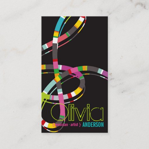Customizable Colorful Music Notes Treble String Artist Art Song Business Card Template