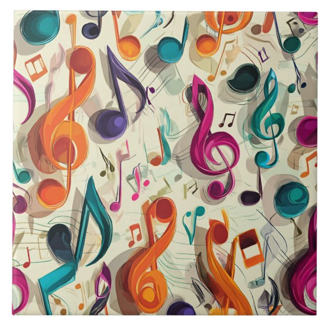 Colorful Music Pattern Ceramic Tile (Front)
