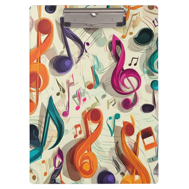 Colorful Music Pattern Clipboard (Front)