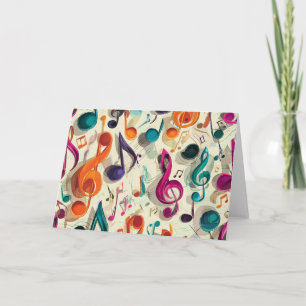 Colorful Music Pattern Letterpress Thank You Card