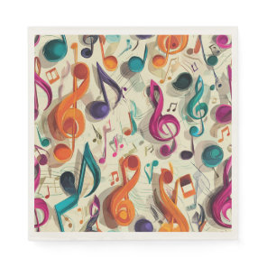 Colorful Music Pattern Napkins
