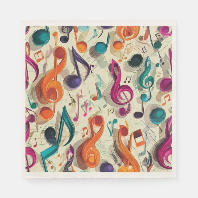Colorful Music Pattern Napkins (Front)