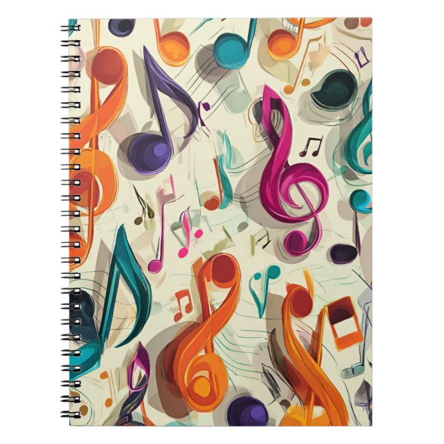 Colorful Music Pattern Notebook (Front)